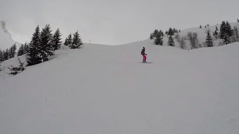 The Beginner Skier Is Skiing Down On The Difficult Ski Slope In The Mountains Stock Footage 94151965