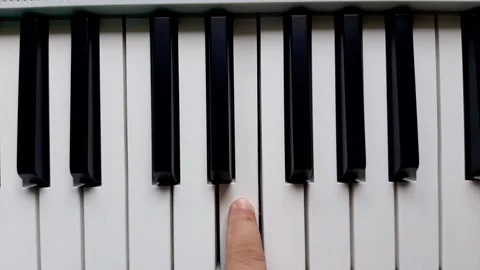 A beginner tries to play the piano	 Stock Footage 284443580