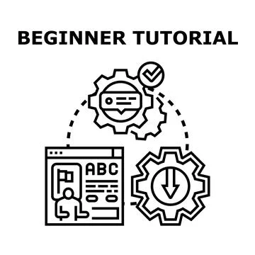 Beginner tutorial concept creating educational process イラスト素材