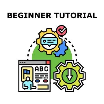 Beginner tutorial concept creating educational process Stock Illustration