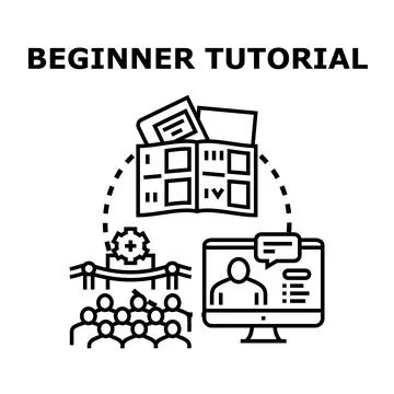 Beginner tutorial learning process with online and in person education Stock Illustration