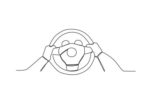 Beginner's hand driving a car Stock Illustration