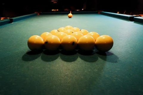The beginning of the billiard game Stock Photos