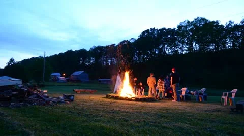 Beginning of a Bonfire Stock Footage 11059811