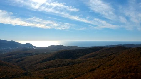 The beginning of the Caucasus Mountains flight Stock Footage 128691556