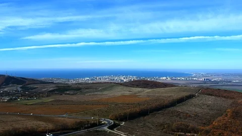 The beginning of the Caucasus Mountains flight3 Stock Footage 128691580