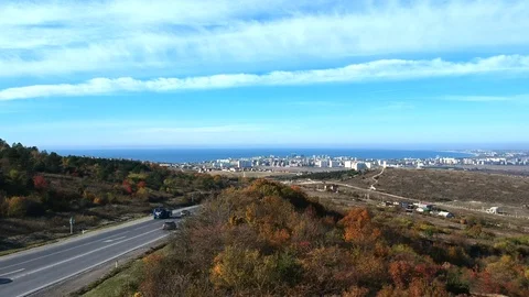 The beginning of the Caucasus Mountains flight9 Stock Footage 128691740