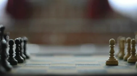 Beginning of chess game Stock Footage 544277