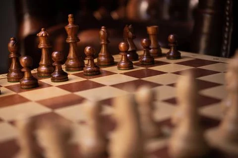 The beginning of the chess game Stock Photos