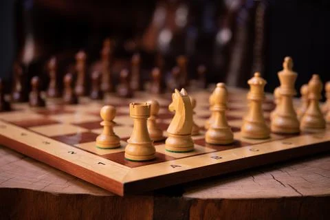 The beginning of the chess game Stock Photos