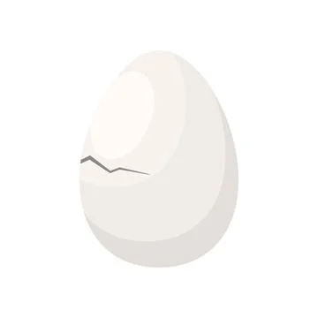 Beginning of crack on fragile shell of chicken white egg Stock Illustration