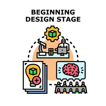 Beginning design stage with innovation process and business development Stock Illustration