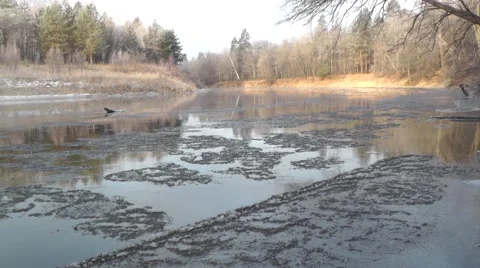 Beginning of freeze-up river Stock Footage 45882619