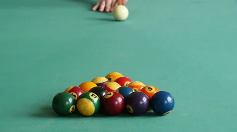 The beginning of a game of billiards Stock Footage 51046649
