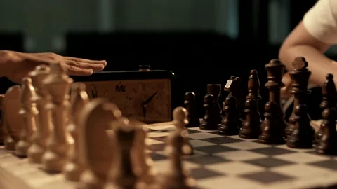 The beginning of the game of chess. Chessboard close-up. Stock Footage 156707822