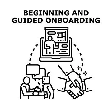 Beginning guided onboarding process virtual training Stock Illustration