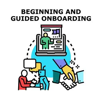 Beginning guided onboarding process virtual training Stock Illustration