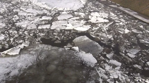 Beginning of  ice drift on spring   river Video stock 35604797