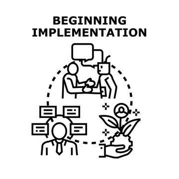Beginning implementation concept with business collaboration and innovation Stock Illustration