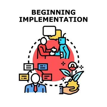 Beginning implementation concept with business collaboration and innovation Stock Illustration