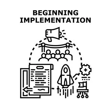 Beginning implementation project strategy launching success concept Stock Illustration