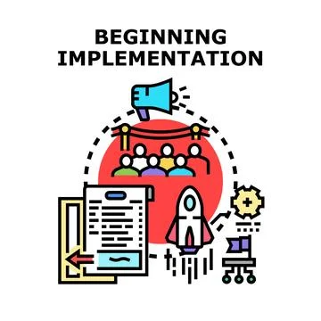 Beginning implementation project strategy launching success concept Stock Illustration
