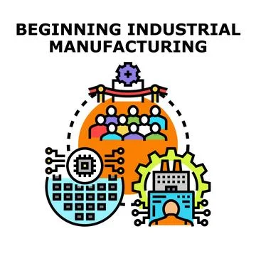 Beginning industrial manufacturing process and future production Stock Illustration