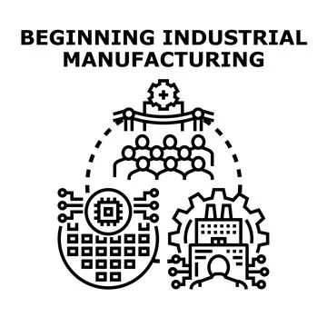 Beginning industrial manufacturing process and future production Stock Illustration