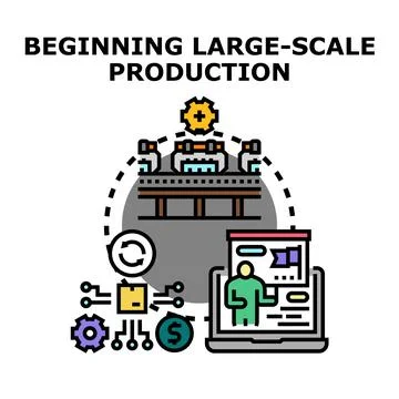 Beginning large scale production process concept Stock Illustration