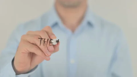 The Beginning, Man Writing on Transparent Screen Stock Footage 158433540