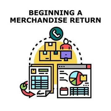 Beginning merchandise return process concept with paperwork Stock Illustration