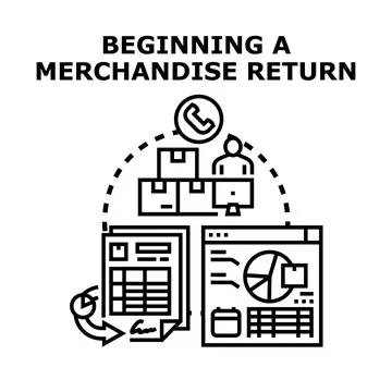 Beginning merchandise return process concept with paperwork Stock Illustration