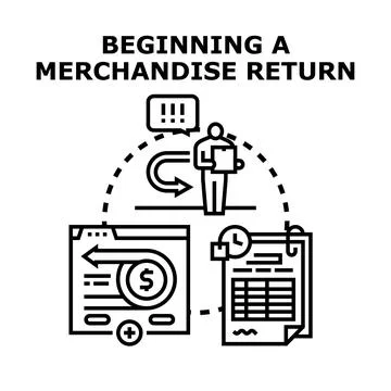 Beginning merchandise return process for product refund Stock Illustration