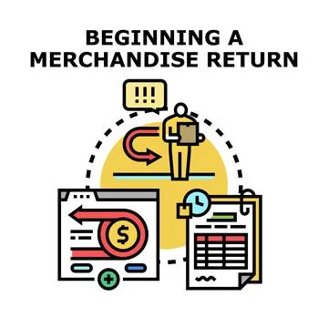 Beginning merchandise return process for product refund Stock Illustration