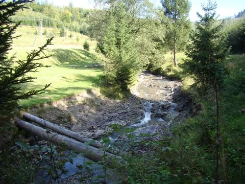 The beginning of a mountain stream high in the mountains Stock-Fotos