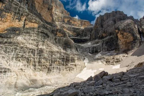 Beginning of mountain valley shapped like a cauldron. Stock Photos