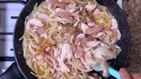 The beginning of the process of stewing meat. Stock Footage 301329735