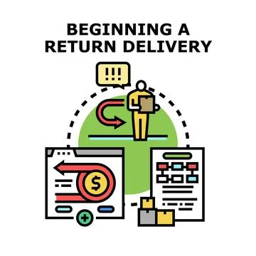 Beginning a return delivery process for online purchases Stock Illustration