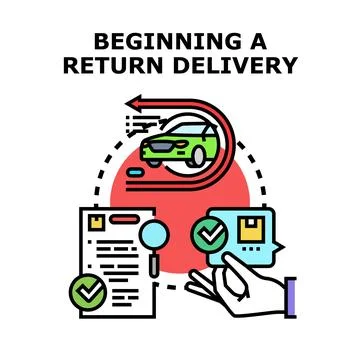 Beginning a return delivery process for online orders Stock Illustration
