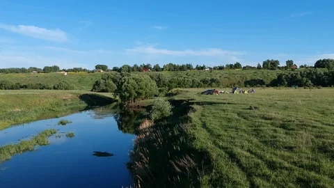 The beginning of the river Don. Shooting from the quadcopter. Stock Footage 112975064