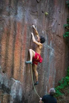 Beginning of a rock climbing wall Stock Photos