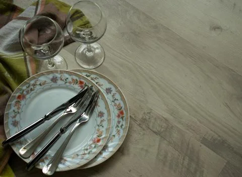 Beginning of a romantic dinner Foto stock