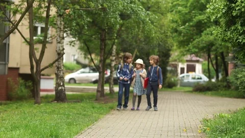The beginning of the school year, back to school, , the children go to school Stock Footage 77842362