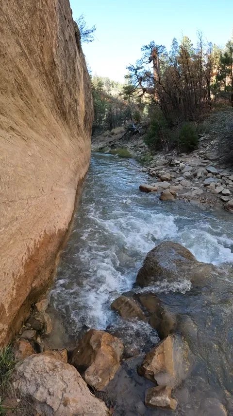 The beginning sections of the Upper Narrows of Zion, Top-Down Trail, Zion Stock Footage 278194187