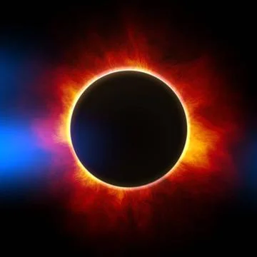 The beginning of a solar eclipse 2d illustration of the beginning of a sol... Stock Photos
