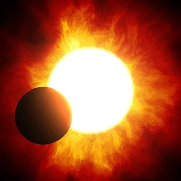 The beginning of a solar eclipse 2d illustration of the beginning of a sol... Stock Photos