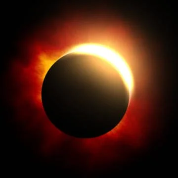 The beginning of a solar eclipse 2d illustration of the beginning of a sol... Stock Photos