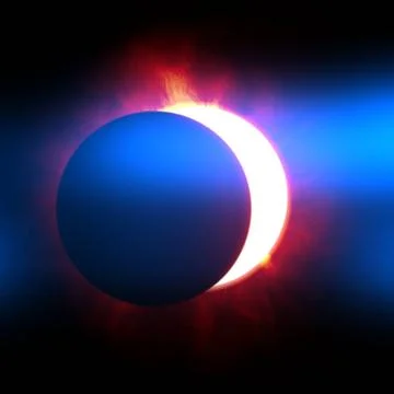 The beginning of a solar eclipse 2d illustration of the beginning of a sol... Stock Photos
