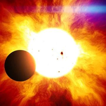 The beginning of a solar eclipse 2d illustration of the beginning of a sol... Stock Photos