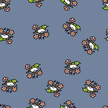 Beginning of spring japanese holiday vector seamless pattern Stock Illustration